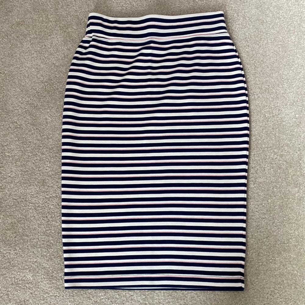 Joules navy blue with pink and cream Striped pencil skirt. US  6/UK 10. NWT.